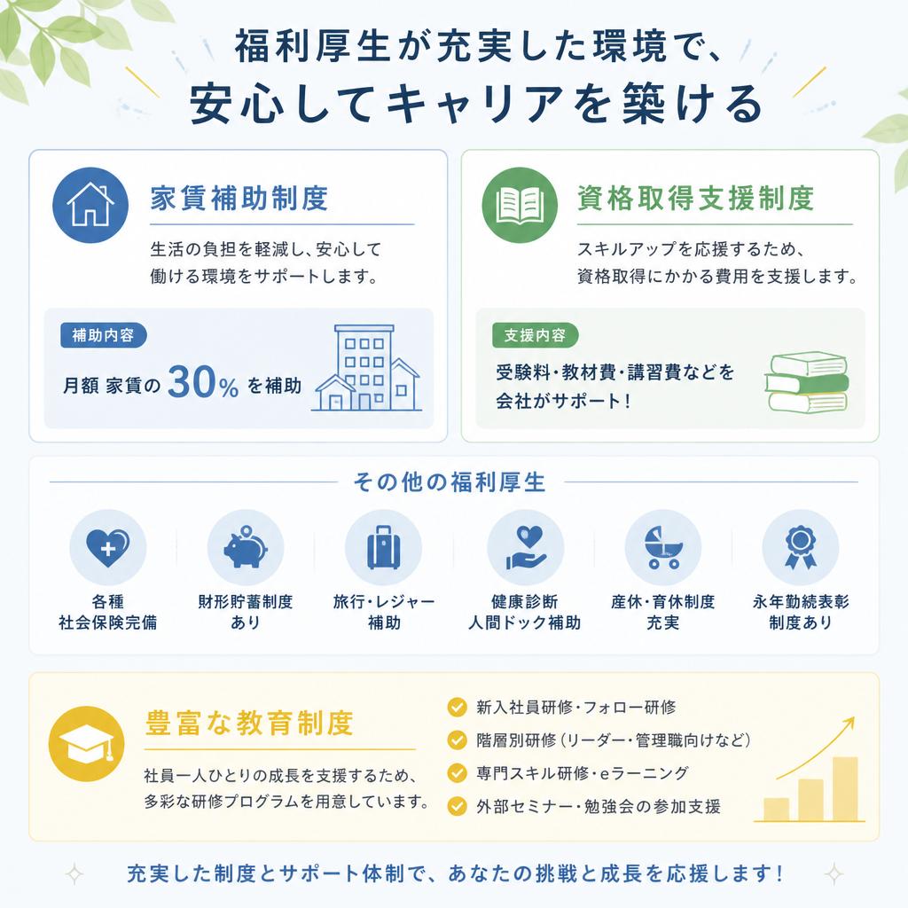 充実した福利厚生とサポート体制